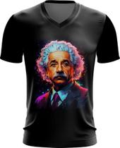Camiseta Gola V Albert Einstein Físico Brilhante Gênio 4 Camiseta Gola V Albert Einstein Físico Brilhante Gênio 4