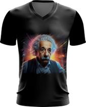 Camiseta Gola V Albert Einstein Físico Brilhante Gênio 5 Camiseta Gola V Albert Einstein Físico Brilhante Gênio 5