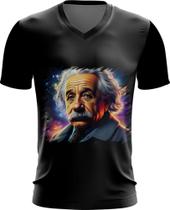 Camiseta Gola V Albert Einstein Físico Brilhante Gênio 6 Camiseta Gola V Albert Einstein Físico Brilhante Gênio 6