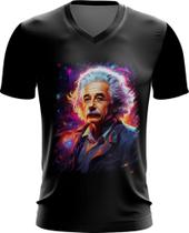 Camiseta Gola V Albert Einstein Físico Brilhante Gênio 8 Camiseta Gola V Albert Einstein Físico Brilhante Gênio 8