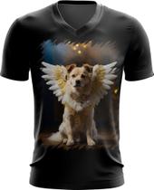 Camiseta Gola V Anjo Canino Cão Angelical 4 Camiseta Gola V Anjo Canino Cão Angelical 4
