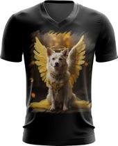 Camiseta Gola V Anjo Canino Cão Angelical 7