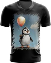 Camiseta Gola V Bebê Pinguim com Balões Crianças 12