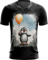 Camiseta Gola V Bebê Pinguim com Balões Crianças 20