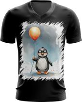 Camiseta Gola V Bebê Pinguim com Balões Crianças 4