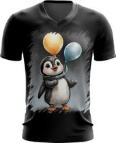 Camiseta Gola V Bebê Pinguim com Balões Crianças 8