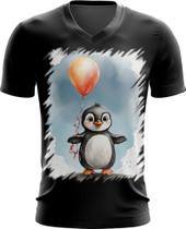 Camiseta Gola V Bebê Pinguim com Balões Crianças 9