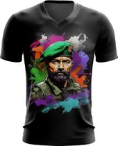 Camiseta Gola V Boina Verde Soldado Batalhão 8