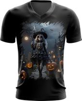 Camiseta Gola V Bruxa Caveira Halloween 13 - Kasubeck Store