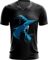 Camiseta Gola V Bruxa Halloween Azul Festa 12 - Kasubeck Store