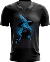 Camiseta Gola V Bruxa Halloween Azul Festa 4