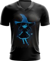 Camiseta Gola V Bruxa Halloween Azul Festa 6
