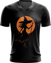 Camiseta Gola V Bruxa Halloween Laranja Festa 3