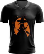 Camiseta Gola V Bruxa Halloween Laranja Festa 6