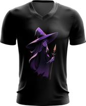 Camiseta Gola V Bruxa Halloween Púrpura 20 - Kasubeck Store