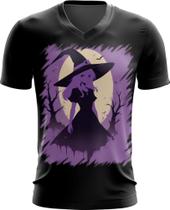 Camiseta Gola V Bruxa Halloween Púrpura Festa 5 - Kasubeck Store