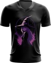 Camiseta Gola V Bruxa Halloween Púrpura Festa 7