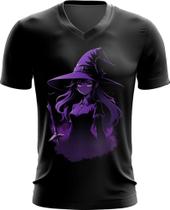 Camiseta Gola V Bruxa Halloween Púrpura Festa 8