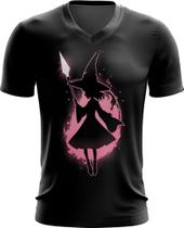 Camiseta Gola V Bruxa Halloween Rosa 12