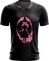 Camiseta Gola V Bruxa Halloween Rosa 6 - Kasubeck Store