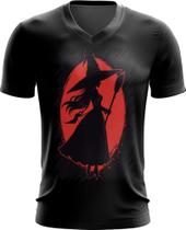 Camiseta Gola V Bruxa Halloween Vermelha 11