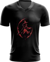Camiseta Gola V Bruxa Halloween Vermelha 2 Camiseta Gola V Bruxa Halloween Vermelha 2