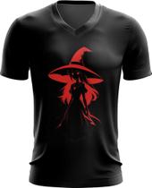 Camiseta Gola V Bruxa Halloween Vermelha 8