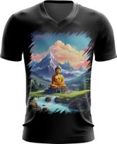 Camiseta Gola V Buda Anime Desenho Budismo Buda 2 Camiseta Gola V Buda Anime Desenho Budismo Buda 2
