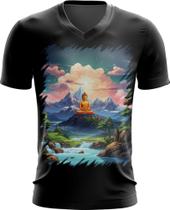 Camiseta Gola V Buda Anime Desenho Budismo Buda 7 Camiseta Gola V Buda Anime Desenho Budismo Buda 7