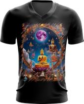 Camiseta Gola V Buda Universo Lótus Imortalidade 11 Camiseta Gola V Buda Universo Lótus Imortalidade 11