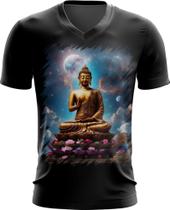 Camiseta Gola V Buda Universo Lótus Imortalidade 6 Camiseta Gola V Buda Universo Lótus Imortalidade 6