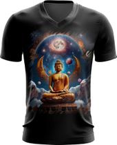 Camiseta Gola V Buda Universo Lótus Imortalidade 8 Camiseta Gola V Buda Universo Lótus Imortalidade 8