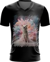 Camiseta Gola V Cachorro Explosão de Cores Hipnotizante 1