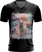 Camiseta Gola V Cachorro Explosão de Cores Hipnotizante 3