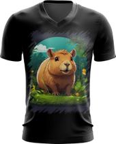 Camiseta Gola V Capivara do Bem Animalzinho 12 Camiseta Gola V Capivara do Bem Animalzinho 12