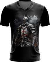 Camiseta Gola V Cavaleiro Templário Cruzadas Paladino 8 Camiseta Gola V Cavaleiro Templário Cruzadas Paladino 8