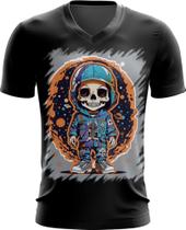 Camiseta Gola V Caveira Infantil Estilosa Unif 12 Camiseta Gola V Caveira Infantil Estilosa Unif 12