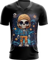 Camiseta Gola V Caveira Infantil Estilosa Unif 4 Camiseta Gola V Caveira Infantil Estilosa Unif 4