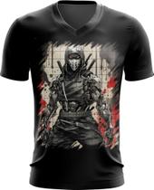 Camiseta Gola V Ciborgue Ninja Robô Espreita 1 Camiseta Gola V Ciborgue Ninja Robô Espreita 1