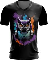 Camiseta Gola V Coruja Ave Rapina Noturna Sabedoria 10