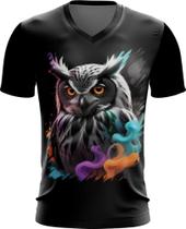 Camiseta Gola V Coruja Ave Rapina Noturna Sabedoria 9