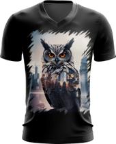 Camiseta Gola V Coruja Metropolitana Design 4 Camiseta Gola V Coruja Metropolitana Design 4