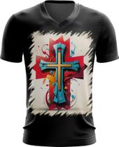 Camiseta Gola V da Cruz de Jesus Igreja Fé 11