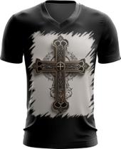Camiseta Gola V da Cruz de Jesus Igreja Fé 2