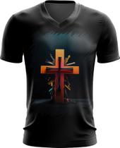 Camiseta Gola V da Cruz de Jesus Igreja Fé 29