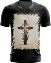 Camiseta Gola V da Cruz de Jesus Igreja Fé 39