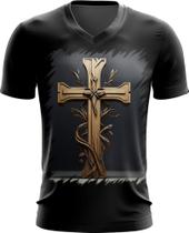 Camiseta Gola V da Cruz de Jesus Igreja Fé 45