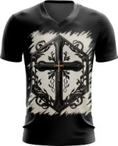 Camiseta Gola V da Cruz de Jesus Igreja Fé 5