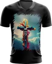 Camiseta Gola V da Cruz de Jesus Igreja Fé 7 - Kasubeck Store