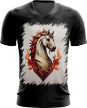 Camiseta Gola V de Cavalo Flamejante Fire Horse 2